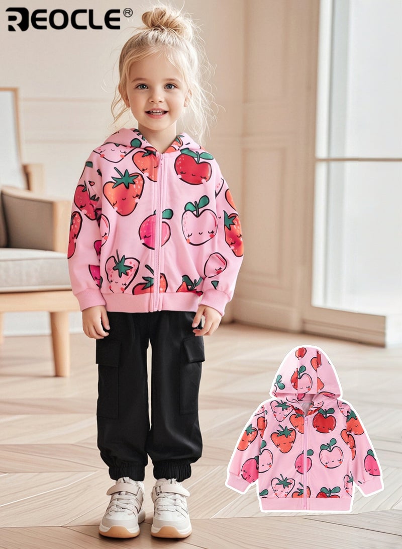 REOCLE Kid's Cartoon Hoodie with Zipper Front and Long Sleeve Design Children's Jacket with Soft Fabric for Spring Autumn Wear - Image 2