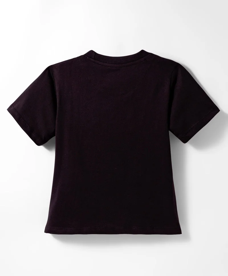 Pine Kids Pine Kids Cotton Knit Half Sleeves T-Shirt with Text Print - Black
