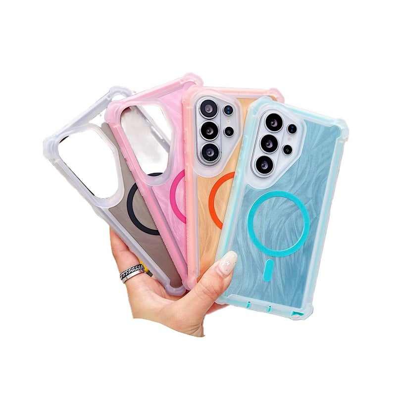 غطاء MagSafe بTPU لـ Samsung S25 Ultra / Samsung S25 باللون Feather Gauze مضاد للانزلاق مغناطيسي من مادة TPU مع مغناطيس قوي وقبضة مضادة للانزلاق مع مقاوم للصدمات مع حماية من السقوط - Image 1