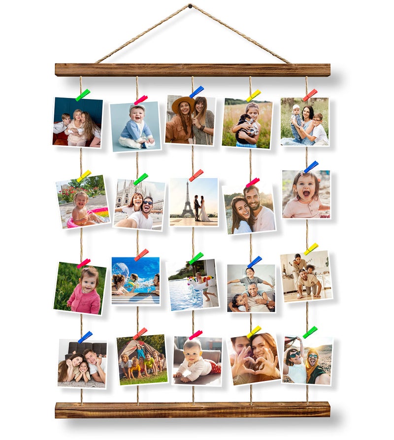 SIABELLE Wooden Collage Picture Frame With Led Lights Hanging Photo Frame for Wall Decor Wall Mounted Photo Collage Frames Multiple PhotoPicture Organizer  60x45cm