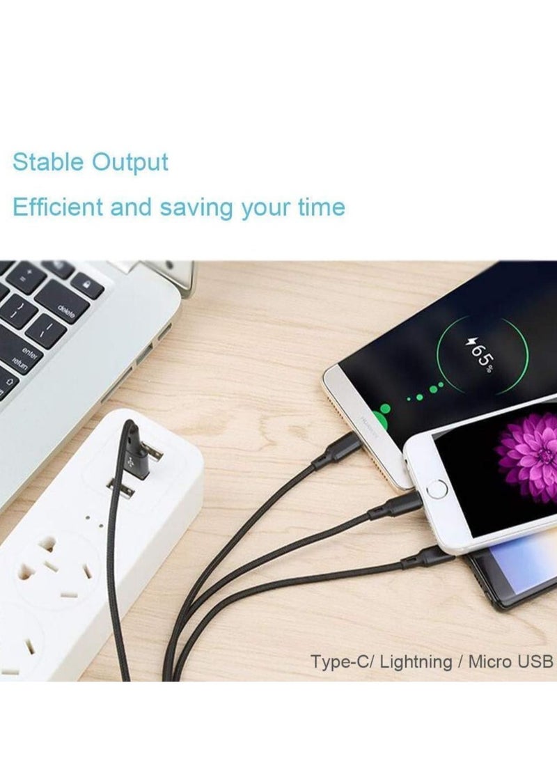جو-ديز - 3 في 1 USB شحن سريع وكابلات متعددة آيفون أندرويد تايب سي 120 سم أسود - Image 1