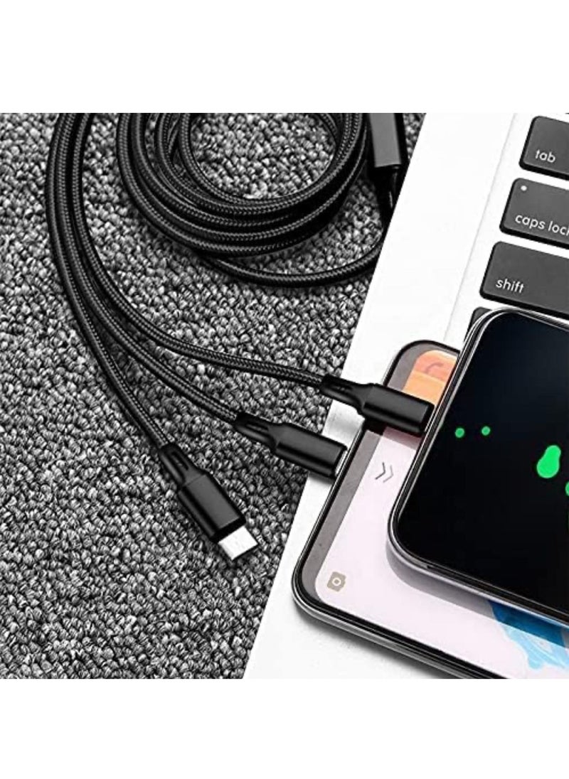 جو-ديز - 3 في 1 USB شحن سريع وكابلات متعددة آيفون أندرويد تايب سي 120 سم أسود - Image 1