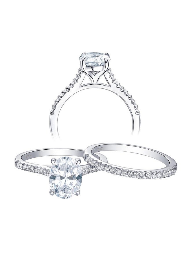 Newshe Jewellery خواتم خطوبة للنساء مجموعة خواتم الزفاف Aaaaa Cz سوليتير فضة استرلينية بيضاوي 2.2 قيراط حجم 5 - Image 1