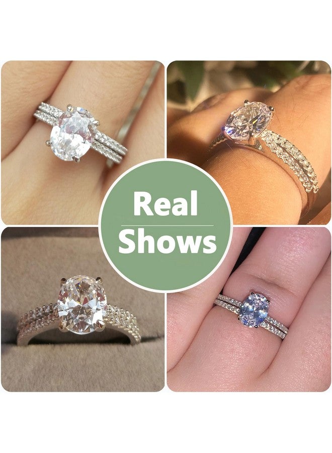 Newshe Jewellery خواتم خطوبة للنساء مجموعة خواتم الزفاف Aaaaa Cz سوليتير فضة استرلينية بيضاوي 2.2 قيراط حجم 5 - Image 2