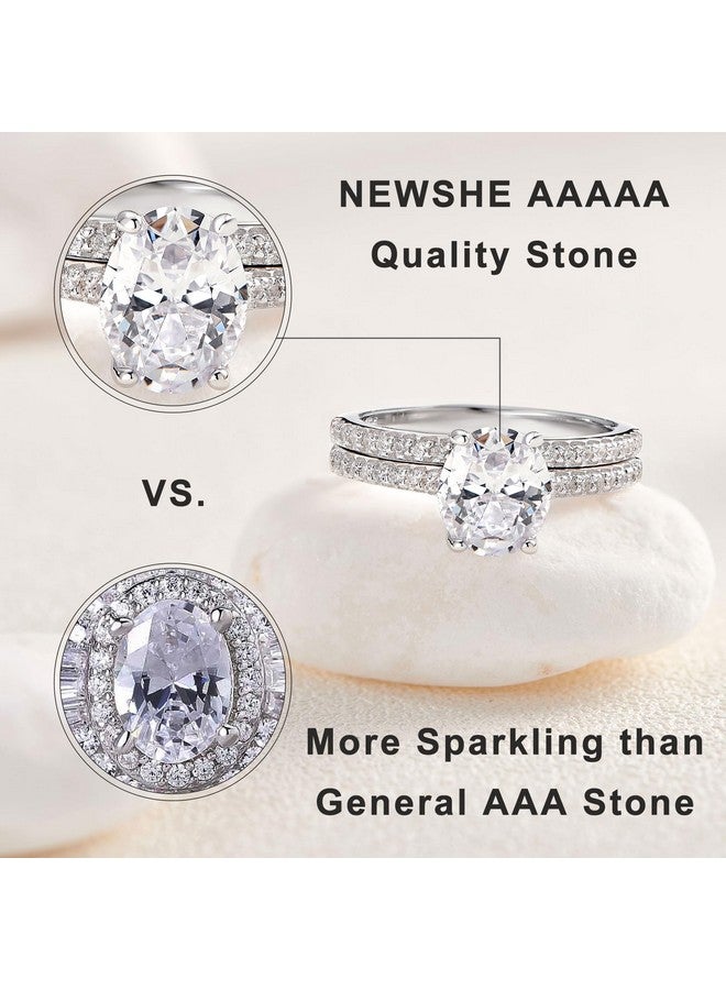 Newshe Jewellery خواتم خطوبة للنساء مجموعة خواتم الزفاف Aaaaa Cz سوليتير فضة استرلينية بيضاوي 2.2 قيراط حجم 5 - Image 3
