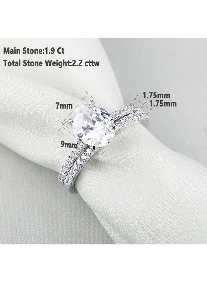 Newshe Jewellery خواتم خطوبة للنساء مجموعة خواتم الزفاف Aaaaa Cz سوليتير فضة استرلينية بيضاوي 2.2 قيراط حجم 5 - Image 4