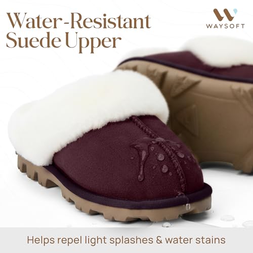 WaySoft Women's Genuine Australian Sheepskin Slippers, 18mm Wool Pile, Memory Foam, Durable Anti-Slip EVA Sole - Image 5