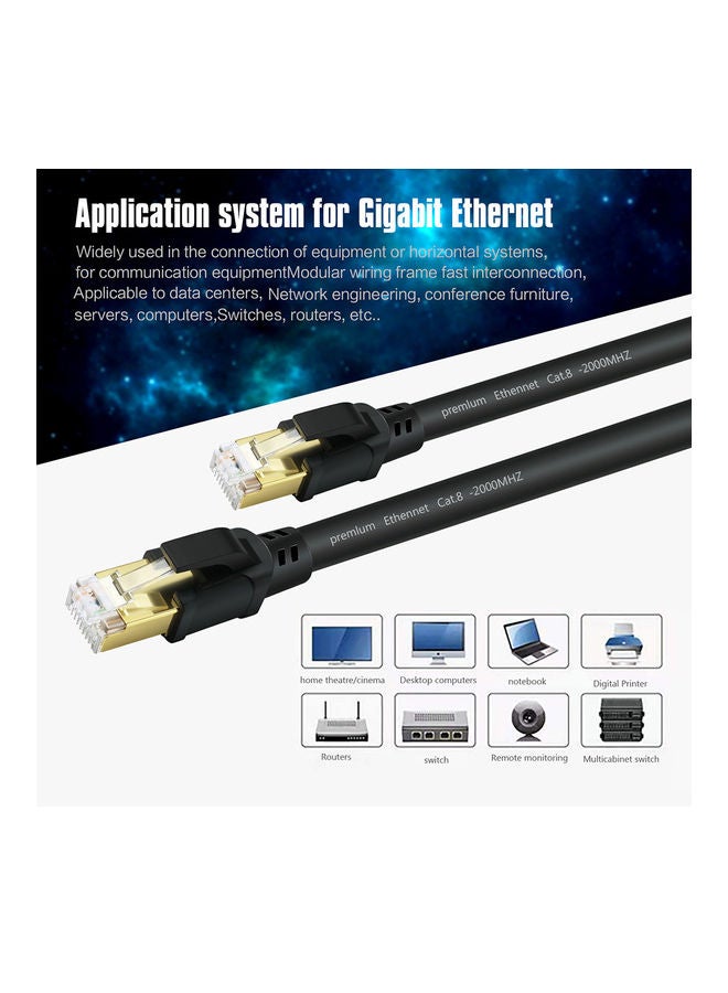 High Quality 2000MHz 40Gbps Fast Transmission Stability CAT8 Pure Copper Laptop Network Cable Black - Image 3