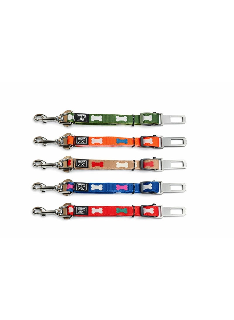 Nunbell Long Dog Car Seatbelt Leash with Bone Pattern, Adjustable Pet Safety Restraint with Metal Clip
