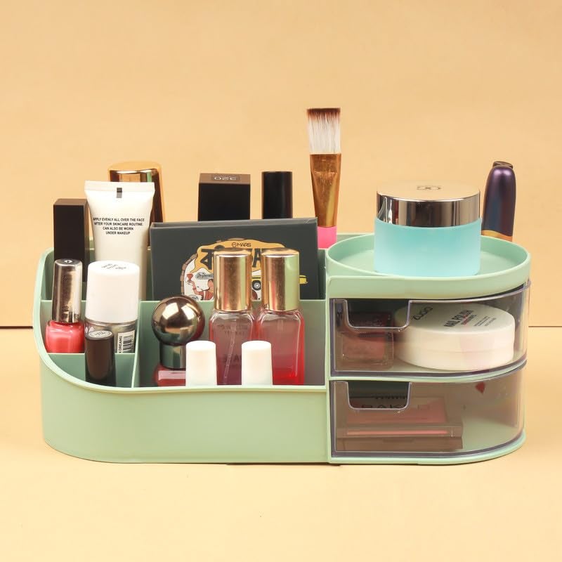 Anshri Desk Makeup Brush Organizers Box and Makeup Organizers for Desk Desktop Storage Stationery Supplies Cute Pencil Cup Pot for Office School Home Makeup Storage Box (Pista) - Image 2