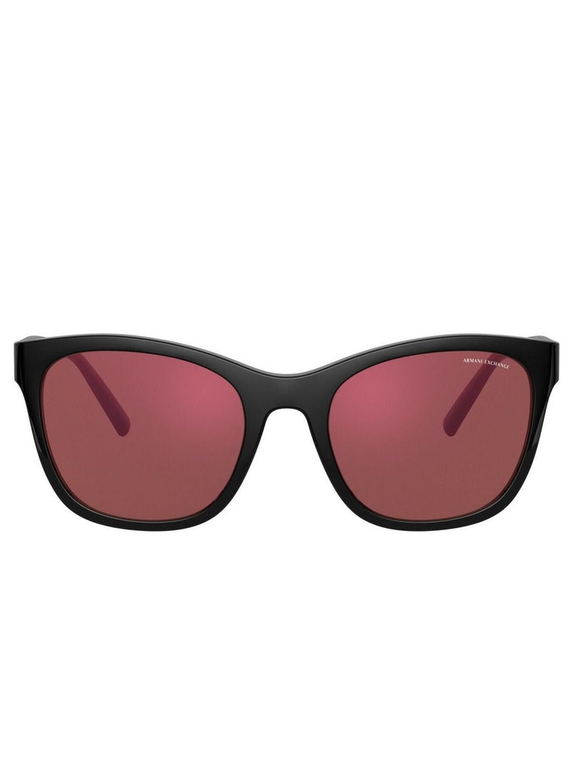 Armani Exchange - Armani Exchange Cat Eye Women's Sunglasses, Shiny Black with Reddish/Rose-Colored Lenses AX4105SF 8255D0 Lens Size: 54mm - Image 1