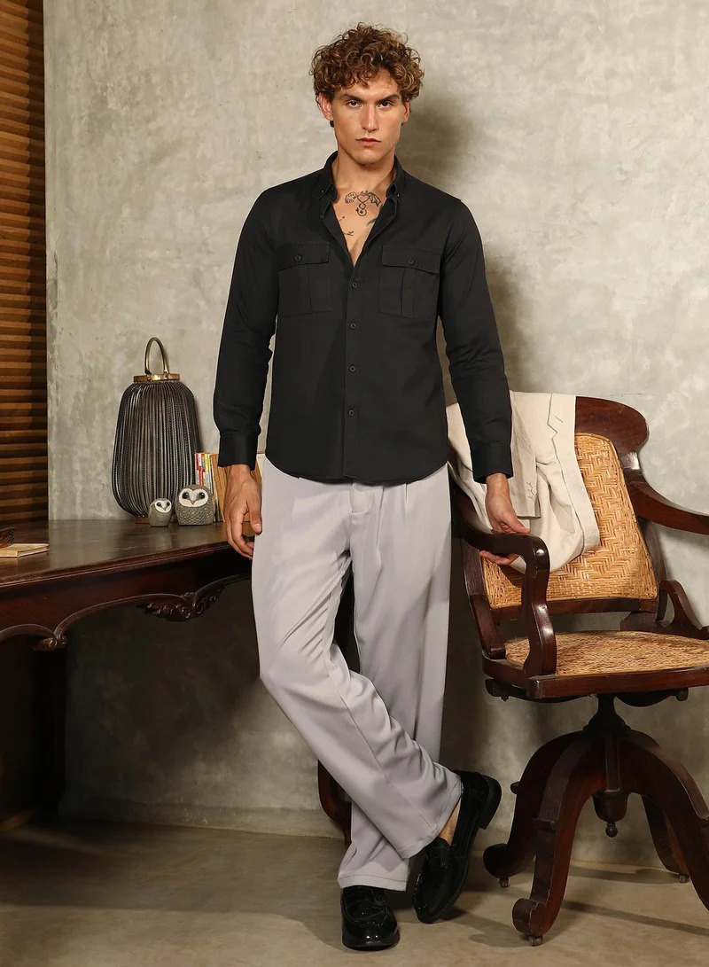 CAHOOT  Men's Onyx Black Button-Down Utility Shirt for Men | Best Price UAE