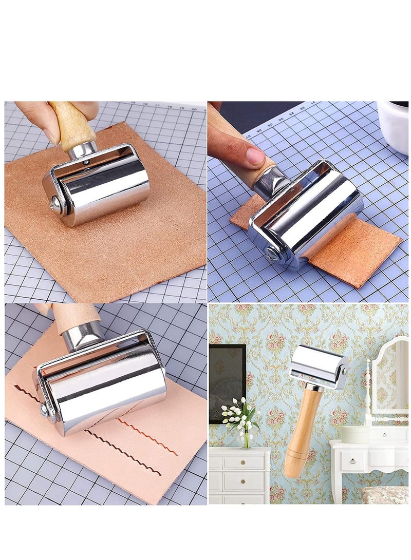 Zikra Leather Press Edge Roller Carbon Steel 60mm Leather Edge Creaser Leather Craft Wooden Handle Leather Edge Roller Tool - Image 2