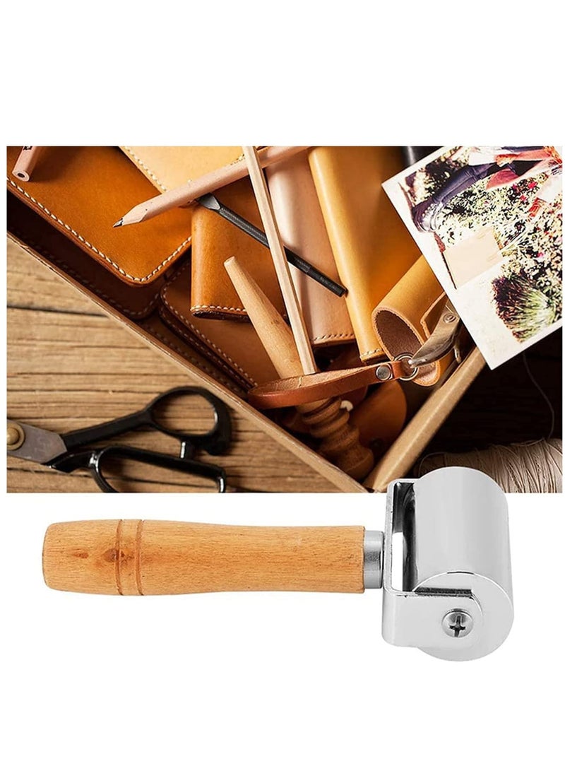 Zikra Leather Press Edge Roller Carbon Steel 60mm Leather Edge Creaser Leather Craft Wooden Handle Leather Edge Roller Tool - Image 4