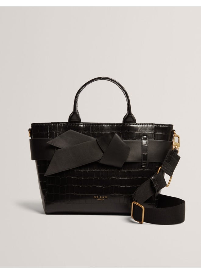 Ted Baker Croc Effect Knot Bow Crossbody Bag - Image 1