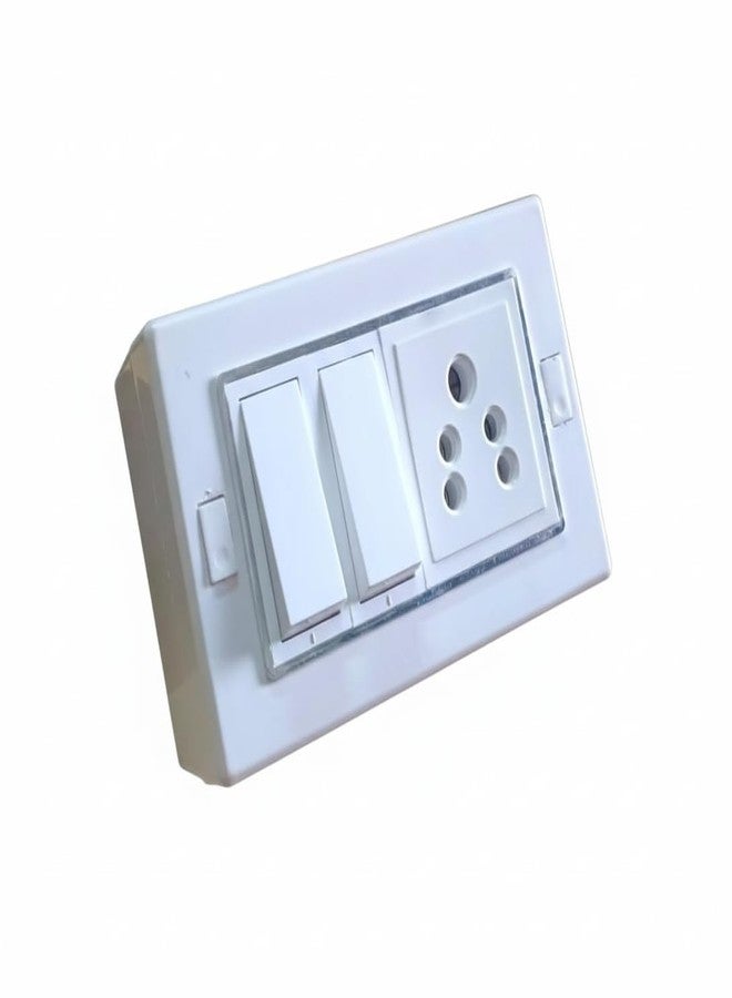 SEER 4 Modular Silver Line Gang Box Set, White Board, 2 Switches 1 Socket, Durable Electrical Fitting for Home and Office, Float Switch, 1-Way - Image 2