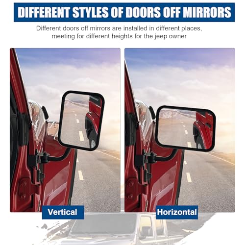 SUNPIE Mirrors Doors off Compatible with Jeep Wrangler JL/JLU 2018-2025 and Jeep Gladiator (JT) 2019-2025, Doorless Side Mirrors for JL Install Tube Door, NOT for JL 4XE - Image 4