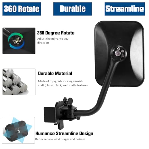 SUNPIE Mirrors Doors off Compatible with Jeep Wrangler JL/JLU 2018-2025 and Jeep Gladiator (JT) 2019-2025, Doorless Side Mirrors for JL Install Tube Door, NOT for JL 4XE - Image 3