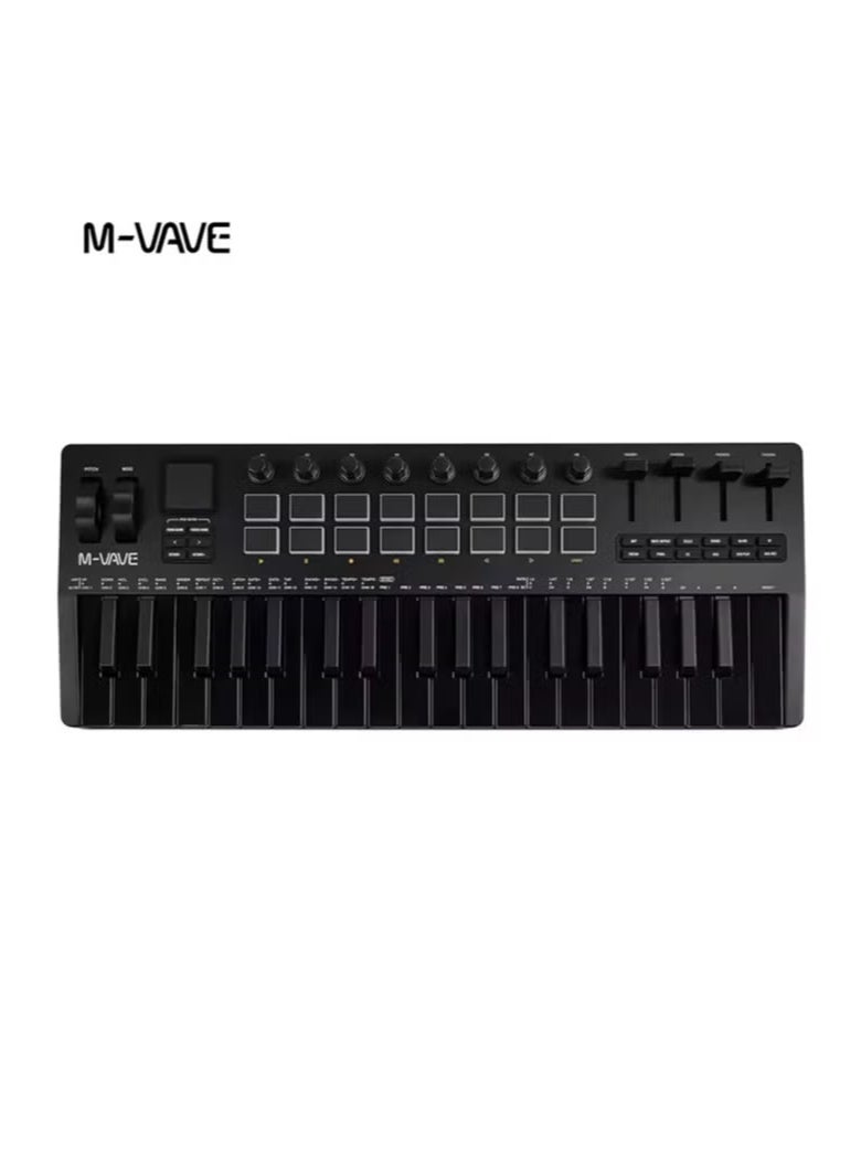 ام- فيفي لوحة مفاتيح MIDI محمولة M-vave SMK-37 PRO مكونة من 37 مفتاحًا و16 لوحة RGB و4 مؤشرات ضوئية و8 أجهزة ترميز مدمجة ومحرك DX-7 FM Synth الأسطوري - Image 1