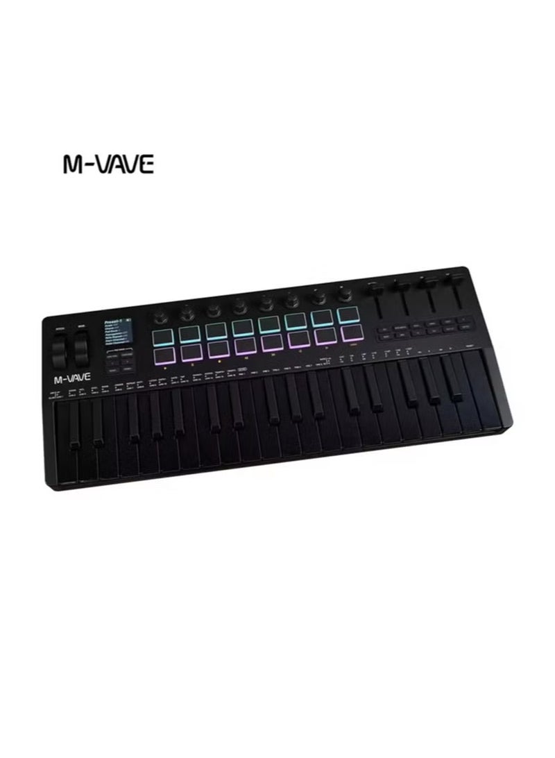 ام- فيفي لوحة مفاتيح MIDI محمولة M-vave SMK-37 PRO مكونة من 37 مفتاحًا و16 لوحة RGB و4 مؤشرات ضوئية و8 أجهزة ترميز مدمجة ومحرك DX-7 FM Synth الأسطوري - Image 2
