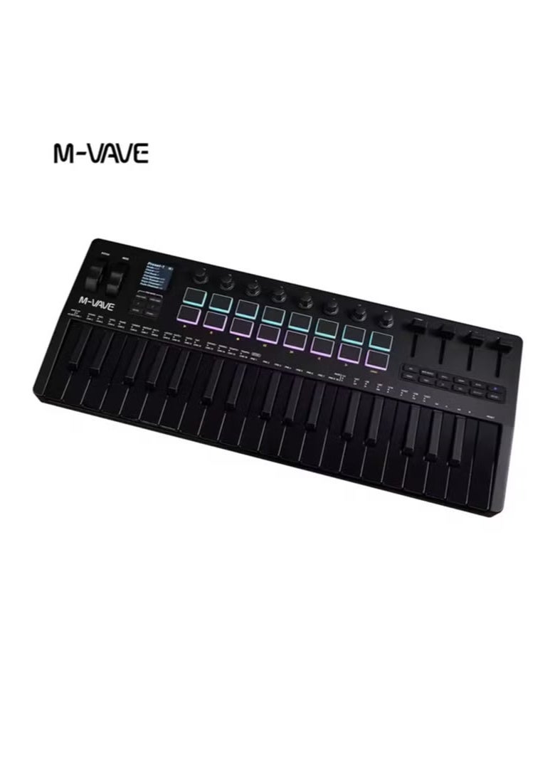 ام- فيفي لوحة مفاتيح MIDI محمولة M-vave SMK-37 PRO مكونة من 37 مفتاحًا و16 لوحة RGB و4 مؤشرات ضوئية و8 أجهزة ترميز مدمجة ومحرك DX-7 FM Synth الأسطوري - Image 4