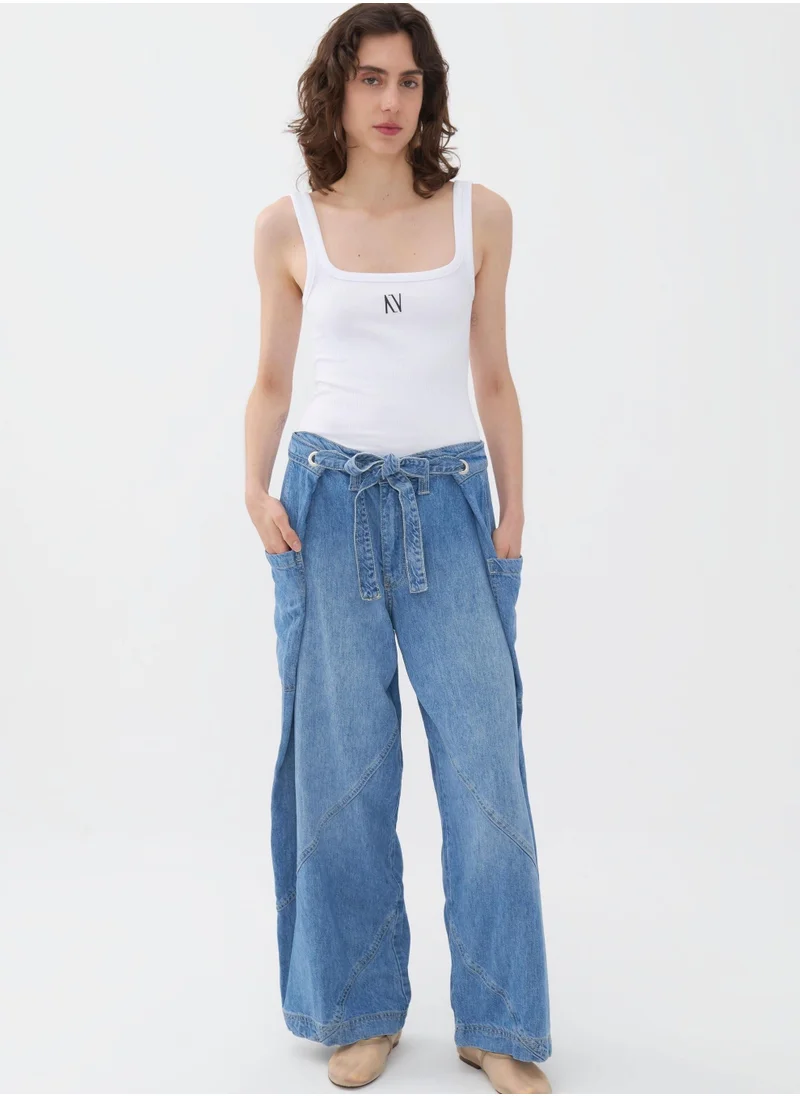 نوكتورن Thick Strappy Ribbed Crop Top