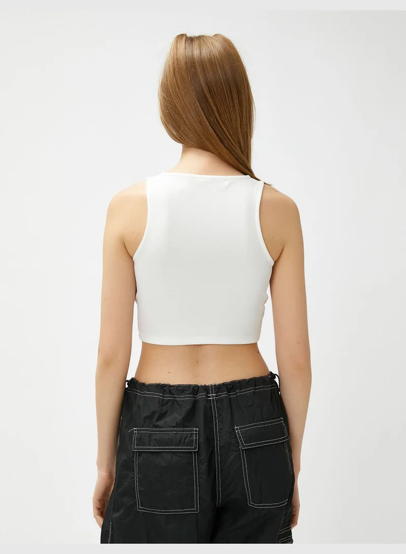 كوتون Slim Fit Ribbed Halter Neck Basic Tank Top