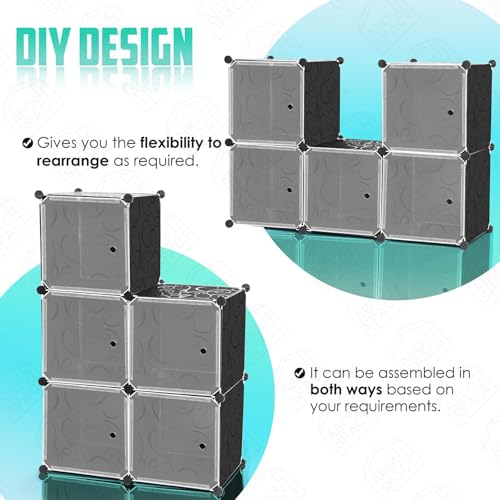 LUHI Plastic Wardrobe for Kids Clothes – Easy to Use Anti-Skid & Non-Slip Effective Professional, Plastic Cupboard for Kids, Foldable Almirah, Collapsible Wardrobe (White HJ1, 6-Shelf-6-Door) - Image 5