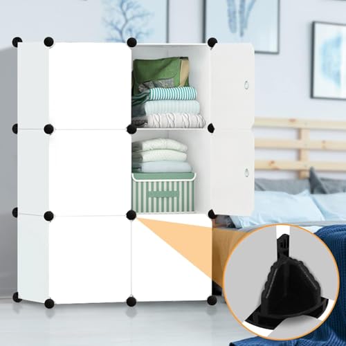 LUHI Plastic Wardrobe for Kids Clothes – Easy to Use Anti-Skid & Non-Slip Effective Professional, Plastic Cupboard for Kids, Foldable Almirah, Collapsible Wardrobe (White HJ1, 6-Shelf-6-Door) - Image 2