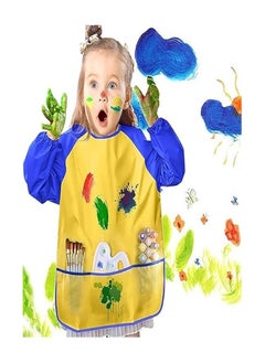Keep Smiling Smart Kids Painting Apron, Craft Apron, 2-8 Years, Waterproof Kids Aprons for Painting Long Sleeves, Color: Yellow  - Image 2