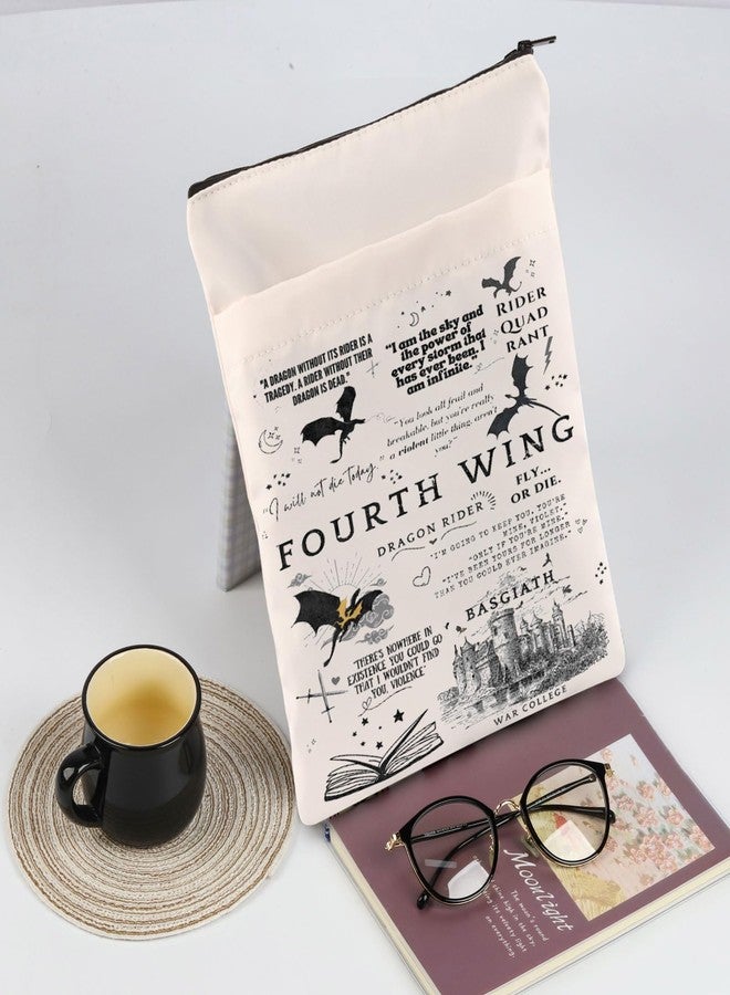 BLUPARK Book Cover - Dragon Rider Book Sleeve - Off White - Zipper - Cotton - 9x11.5 inches - Fantasy Bookish Gift Sleeve - Image 4
