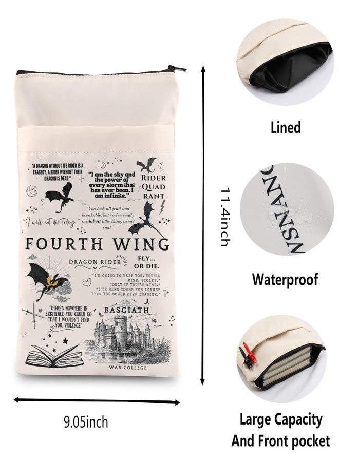 BLUPARK Book Cover - Dragon Rider Book Sleeve - Off White - Zipper - Cotton - 9x11.5 inches - Fantasy Bookish Gift Sleeve - Image 2