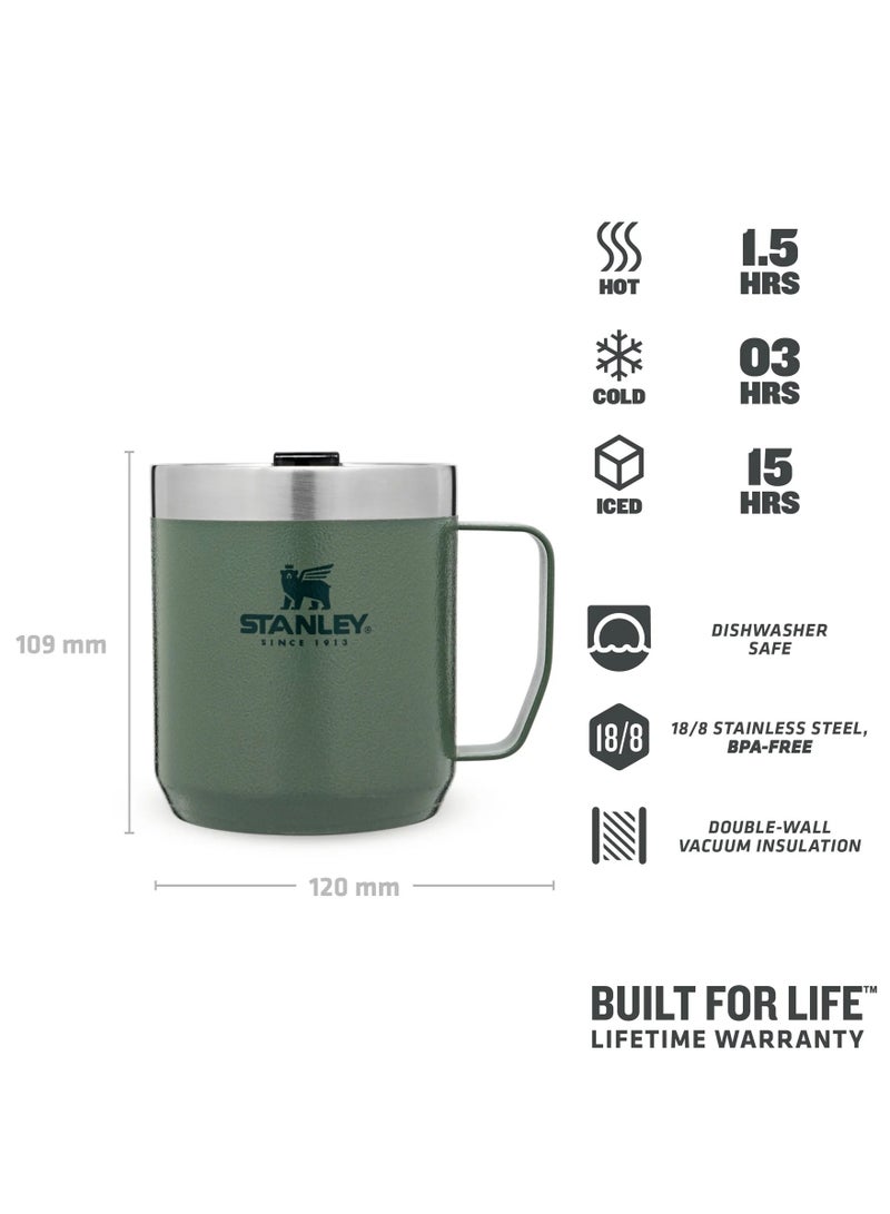 ستانلي كوب Stanley Everyday Camp سعة 12 أونصة مع غطاء معزول من الفولاذ المقاوم للصدأ وخالٍ من مادة BPA، مثالي للمشروبات الساخنة والباردة والقهوة والشاي والمغامرات الخارجية - Image 4