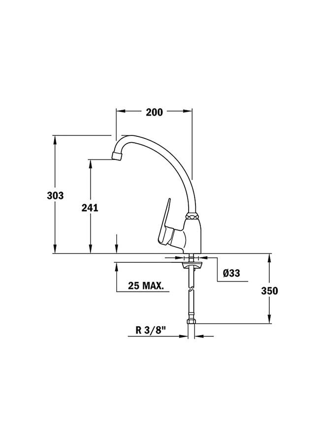 TEKA In 912 Single Lever Kitchen Tap With High Spout And Anti-Scale Areator Silver - Image 3