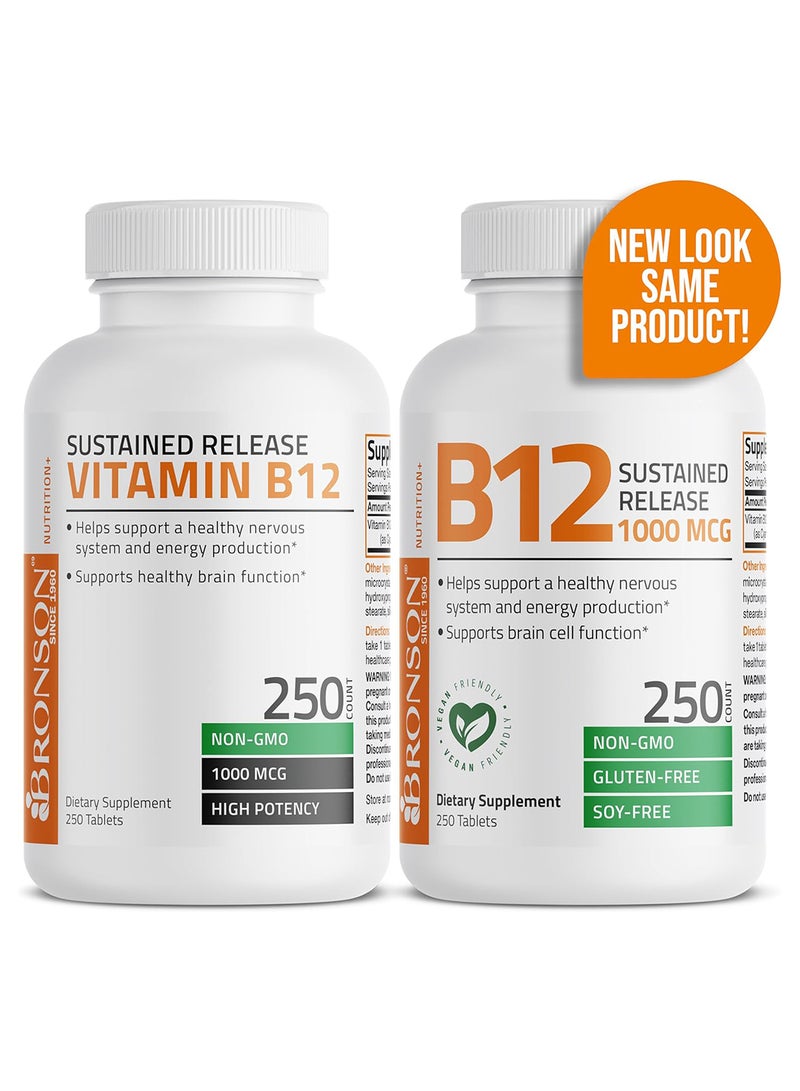 برونسون فيتامين ب12 1000 ميكروجرام لوظيفة الدماغ وإنتاج الطاقة، 250 قطعة - Image 3