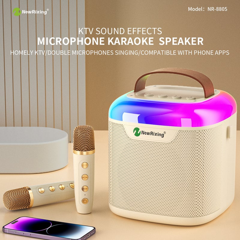 ميكروفون مكبر صوت بلوتوث كاريوكي شامل للعائلة KTV لاسلكي محمول صوت كاريوكي ملون جديد - Image 3
