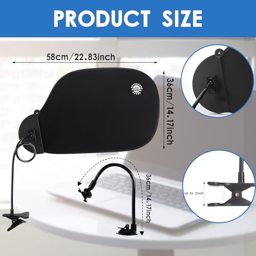 Yaomiao 2 Pcs Adjustable Office Desk Shade and Cubicle Shade Office Plastic Privacy Desk Accessories for Block Light Privacy Glare Reduction and Improve Comfort Essential Product Black - Image 3