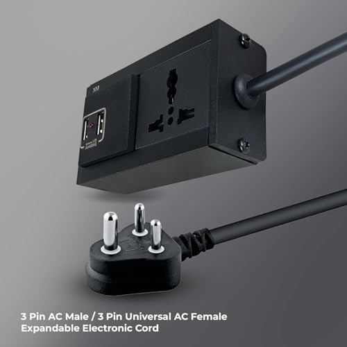 MX Single Socket Extension Board with 2 USB Ports (5V/2.4A) 3-Pin Plug 6a to 13a Socket 3 Meter Heavy Duty Cable Flame Retardant Body with Indicator & Safety Shutter - Image 3