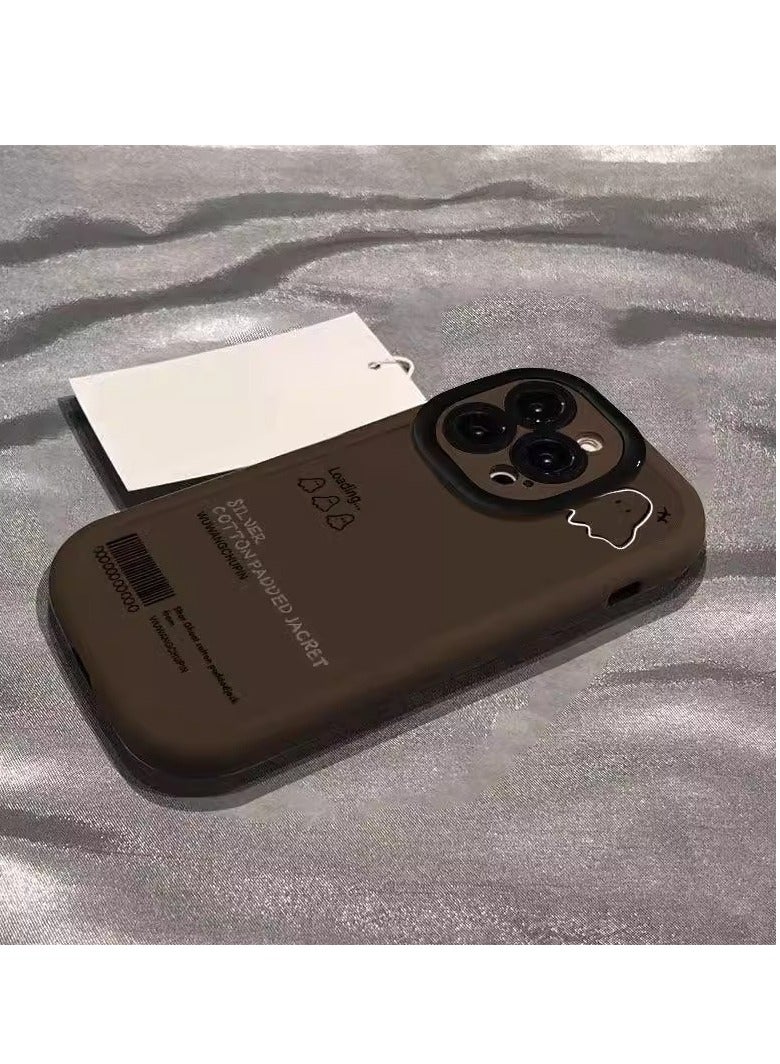 NIBEMINENT Minimalistic Little Ghost Protective TPU Case Cover For iPhone 15 Pro, Coffee Color