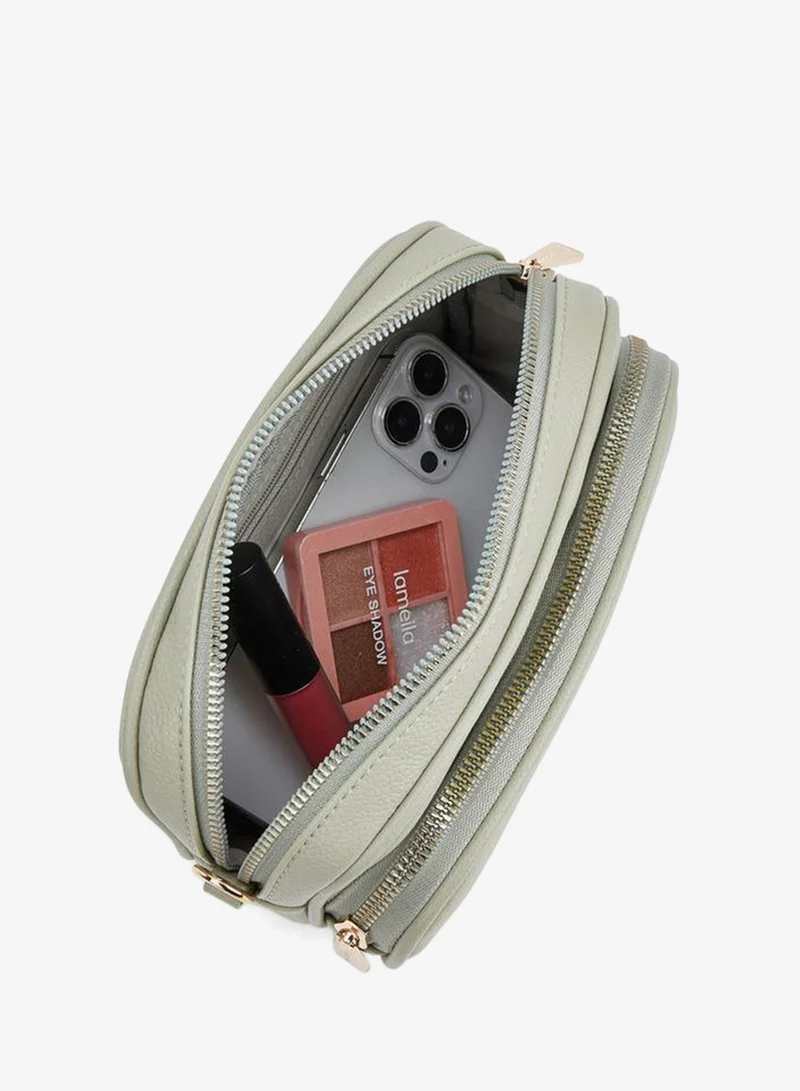 Flora Bella By Shoexpress Green Solid Crossbody Bag with Detachable Strap for Women | Best Price UAE