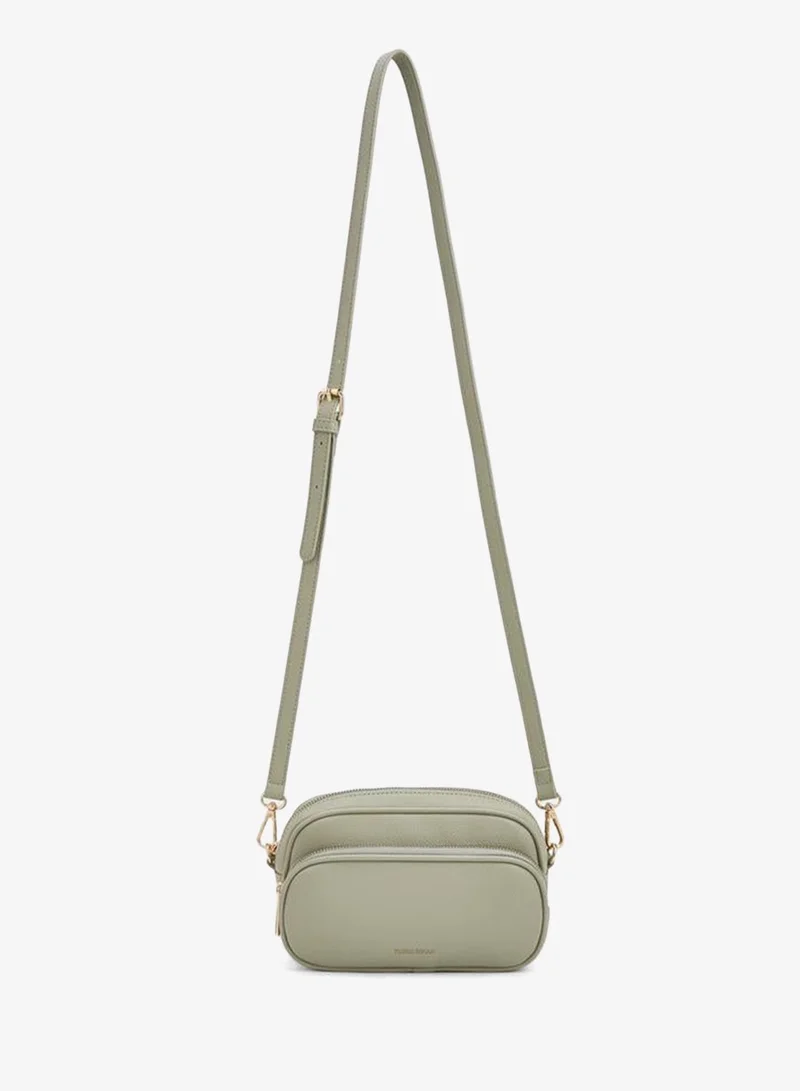 Flora Bella By Shoexpress Green Solid Crossbody Bag with Detachable Strap for Women | Best Price UAE