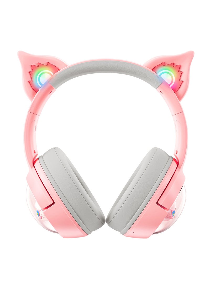 Onikuma Professional Wireless Computer Gaming Headset B5 Pink Cat Ear Low Latency RGB Headset Gaming Ps5 Bloutooth Headphones - Image 2