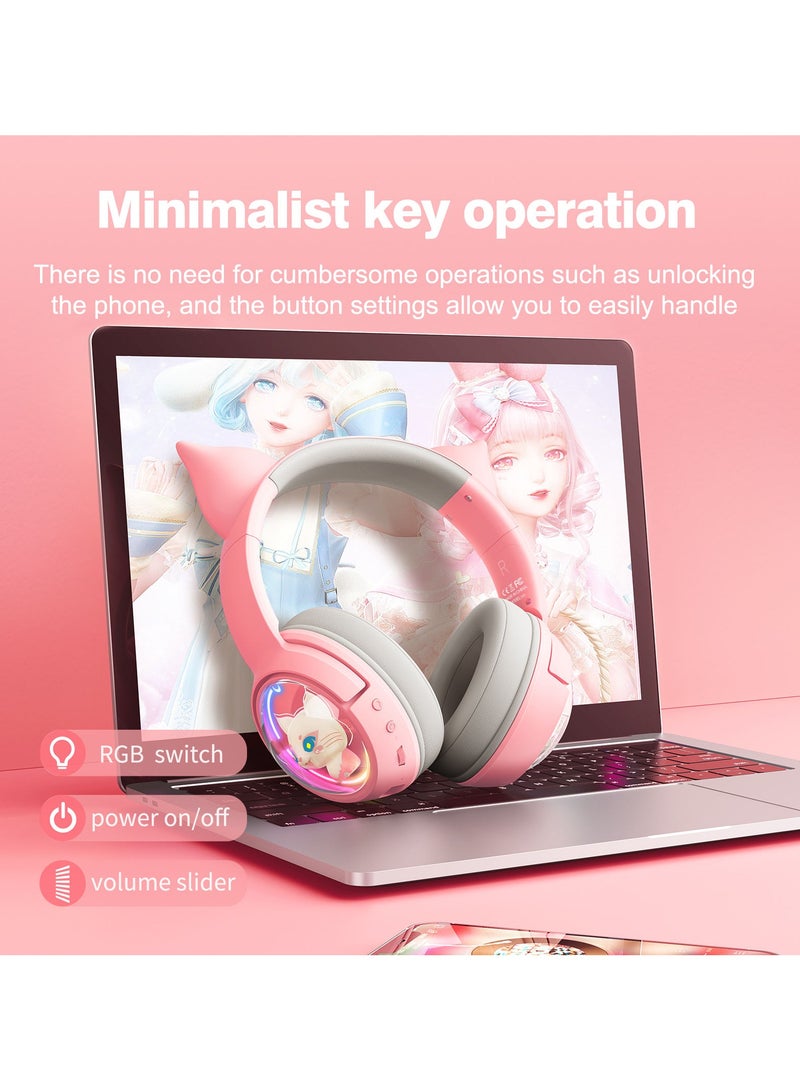 Onikuma Professional Wireless Computer Gaming Headset B5 Pink Cat Ear Low Latency RGB Headset Gaming Ps5 Bloutooth Headphones - Image 5