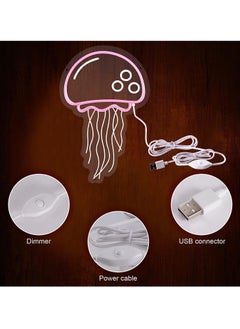 SYOSI أضواء النيون قنديل البحر LED علامة لغرفة النوم جدار المحيط الوردي تحت عنوان USB بالطاقة ضوء الجمالية باردة غرفة الفتيات ديكور الاطفال هدية عيد ميلاد لوازم الحفلات  - Image 3