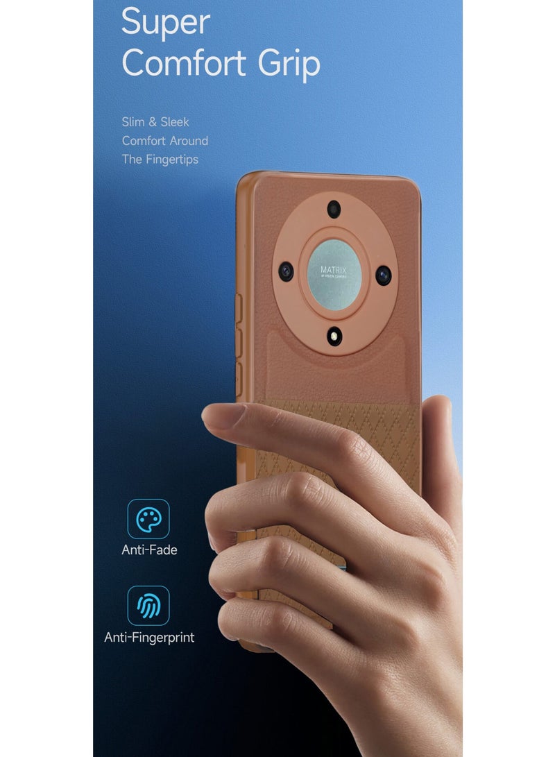 CHAPPELINE Liquid Silicone With Raised Camera Lips Card Holder Case Cover For Honor X9a 5G 2023 Brown  - Image 2