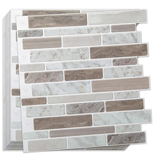WOWSTAR 10-Sheet Peel and Stick Tiles, Marble Look Kitchen Backsplash Tiles, 12"x12" Multi - Image 1