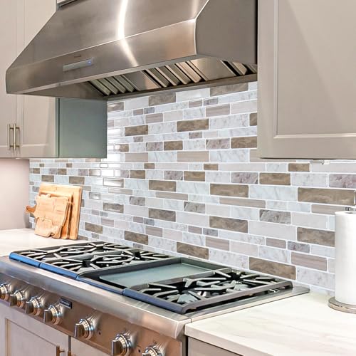 WOWSTAR 10-Sheet Peel and Stick Tiles, Marble Look Kitchen Backsplash Tiles, 12"x12" Multi - Image 5