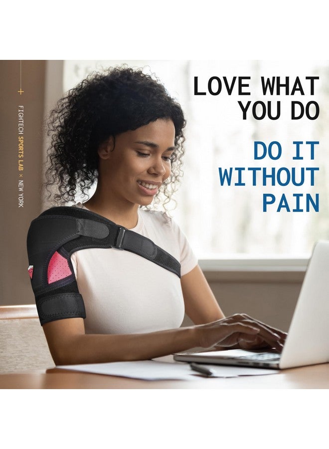 FIGHTECH Shoulder Brace - Support & Injury Prevention Brace- Joint Pain Releaser- Shoulder Compression Wrap Strap - Adjustable Injury Accessories for Shoulders - Premium Quality Strap by FIGHTECH (Pink, S-M) - Image 3