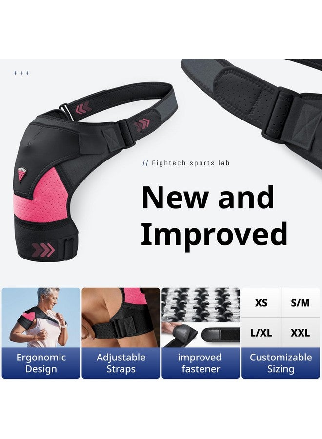 FIGHTECH Shoulder Brace - Support & Injury Prevention Brace- Joint Pain Releaser- Shoulder Compression Wrap Strap - Adjustable Injury Accessories for Shoulders - Premium Quality Strap by FIGHTECH (Pink, S-M) - Image 4