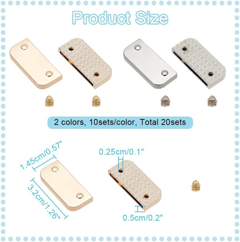 كلاراكو مجموعة من 20 طرفًا معدنيًا لنهايات الأحزمة من كلاركو، أطراف حزام بلونين، غطاء طرف حزام من سبائك معدنية مع براغي وطرف سحاب للخياطة اليدوية، صناعة يدوية، إصلاح حزام المحفظة، نهاية الحزام، عرض 1.26 بوصة - Image 2